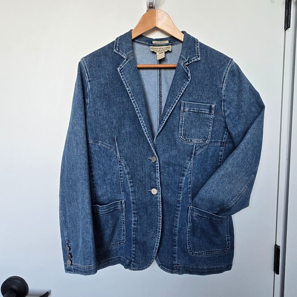 Jones New York Country Essentials Stretch Denim Blazer Size 12